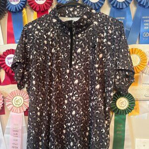 SmartPak Piper Qtr Zip Short Sleeve Equestrian Sun Shirt Black Leopard XXL